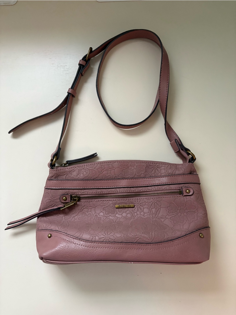 Pink Floral Crossbody Bag - Dusty Rose Purse